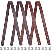 CALFOVERA 4PCS 23.62 Inch PU Leather Purse Strap with Rivets 2 Colors Quilted Handbag Top Handle Replacement Band Mount Strap Belt Shouler Underarm Tote Bag Handles for Women DIY Bag Making Repairing