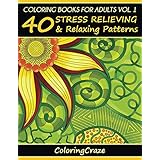 Coloring Books For Adults Volume 1: 40 Stress Relieving And Relaxing Patterns (Anti-Stress Art Therapy Series)