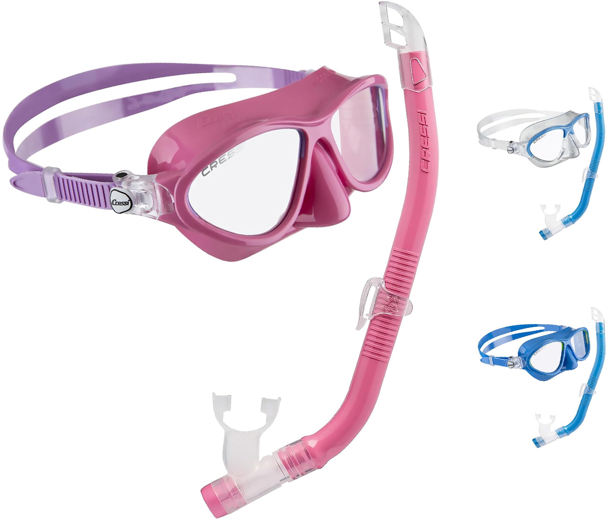 Cressi Crg1B Unisex Child C/Set Moon Kid & Top Colorama Junior Snorkeling/Diving Combo Set - Pink/Lilac, Uni