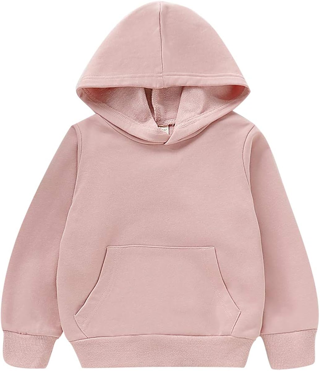 Toddler Kids Baby Boy Girl Long Sleeve Basic Solid Hoodie Pullover Sweatshirt Sports Tops with Pockets Outfits: Clothing