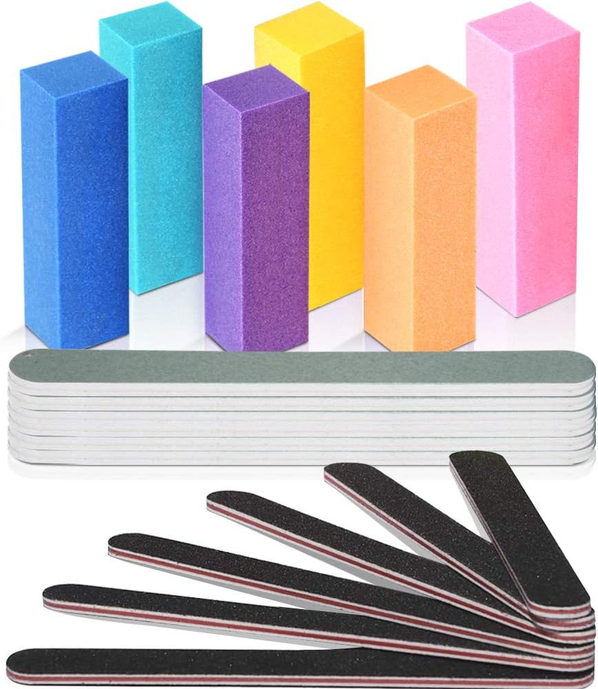 Nail Buffers and Files, YGDZ Professional Manicure Tools Nail Buffer Blocks for Acrylic Nails 100/180 Grit Nail Files Emry Boards 18pcs/Pack