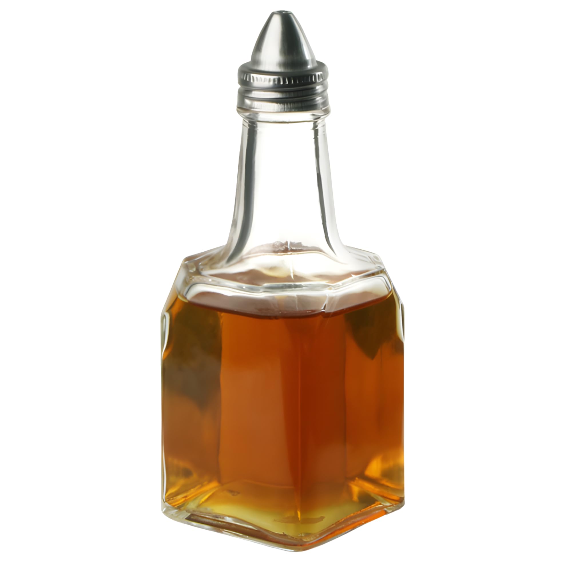Genware Glass Vinegar Bottle 500 ml – Clear Glass Oil & Vinegar Dispenser with Stainless Steel Pourer – Classic Cruet for Salad Oils, Vinegars & Condiments – Durable Bar & Kitchen Serveware