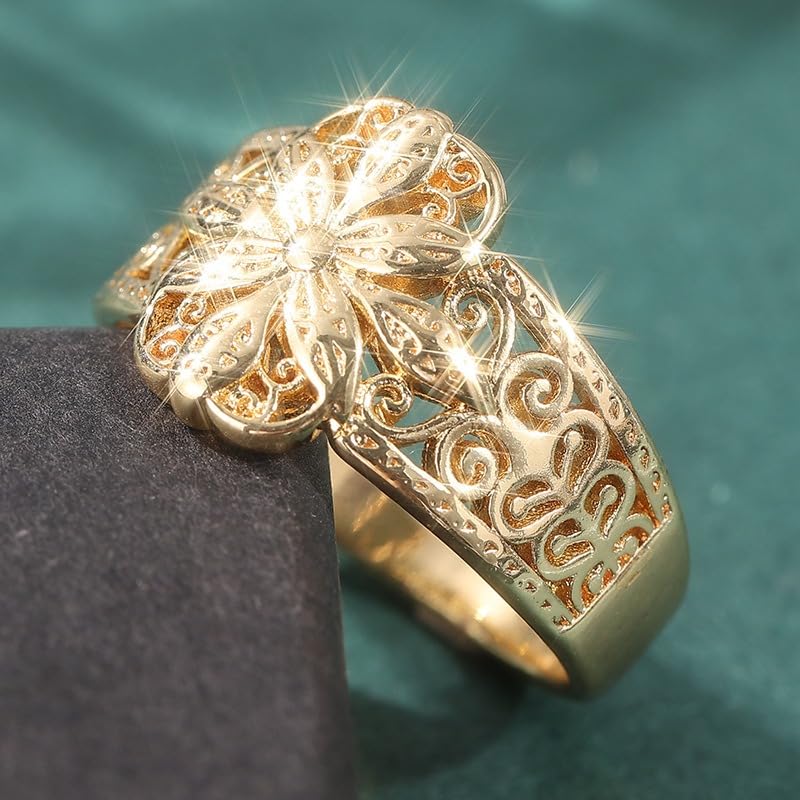 Exquisite Handmade Engraved Flower Vintage Ring for Women - Daily Wear, Party, Holiday & Wedding Gift Jewelry