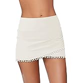 GRAPENT Women's High Waisted Bikini Bottoms Ruched Swimsuit Tulip Hem Swim Skirt
