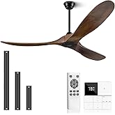 Eliora Ceiling Fan without Light, 60 Inch Wood Ceiling Fan no Light with Remote Wall Switch, Outdoor Fan for Patio, Porch, Be
