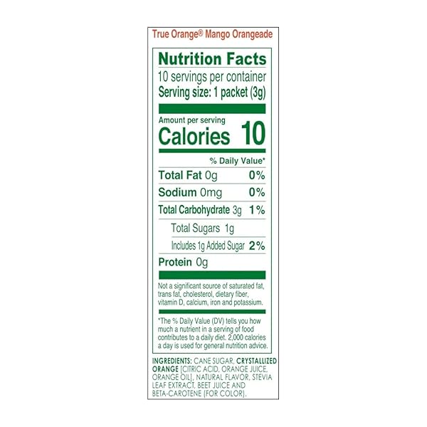 TRUE ORANGE, MANGO ORANGE DRINK MIX, 10-COUNT (PACK OF 4)