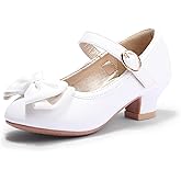 PANDANINJIA Girls Toddler/Little Kid Jada Dress Mary Jane Pumps Bow Low Heels Party Wedding Princess Shoes