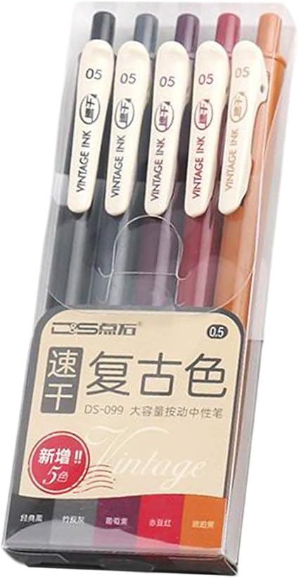 Amazon Shama 5pcリトラブルジェルインクペンにあるジャーナリングメモを取るカレンダーのカラーリング 新ヴィンテージインク ペン 文房具 オフィス用品