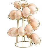 Flexzion Egg Skelter Modern Spiral Egg Holder Countertop (Medium Egg Display) - Freestanding Wired Countertop Egg Holder for Fresh Eggs, Dispenser Stand, Storage Rack for Kitchen, Gold