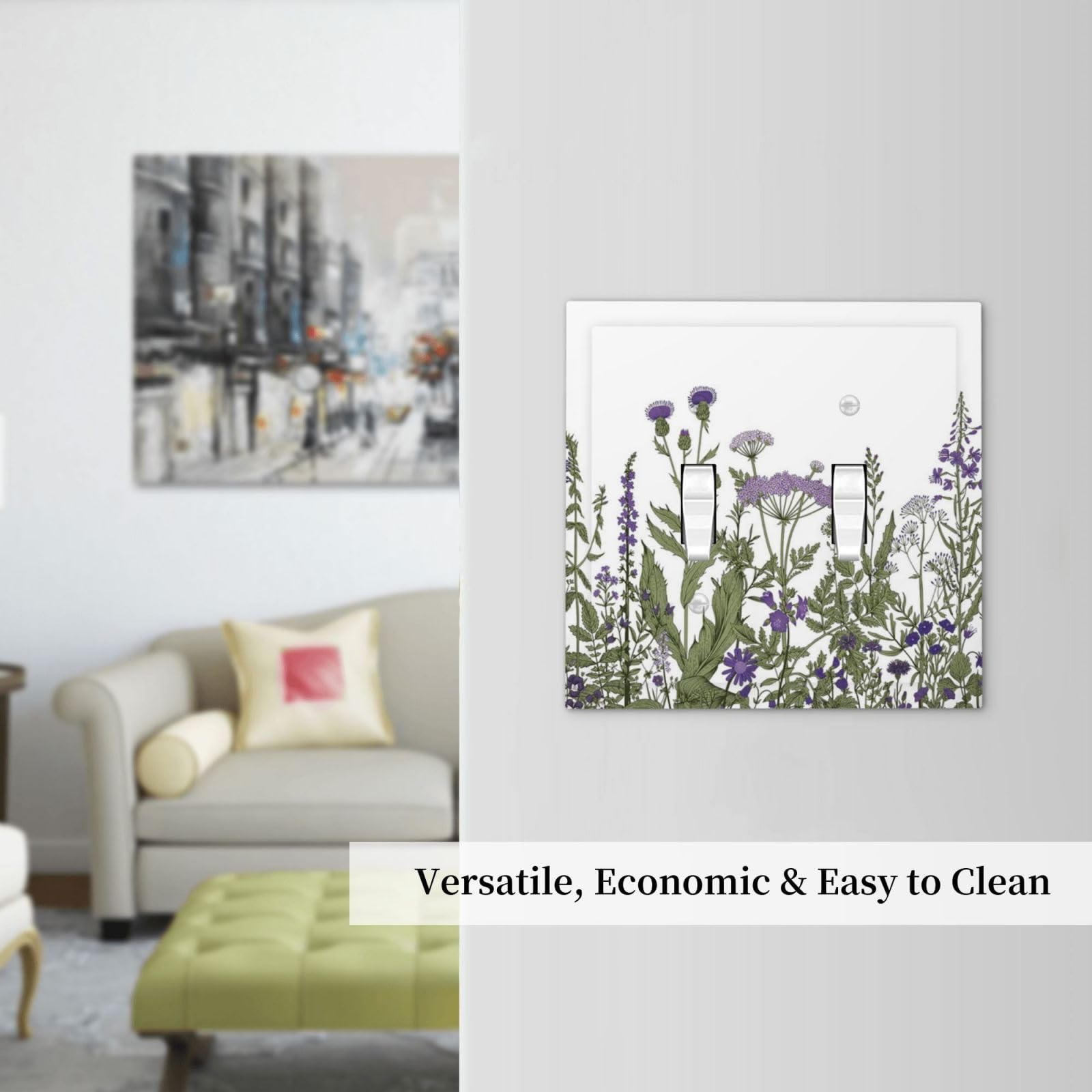 Vintage Botanical Purple Floral Lavender Green