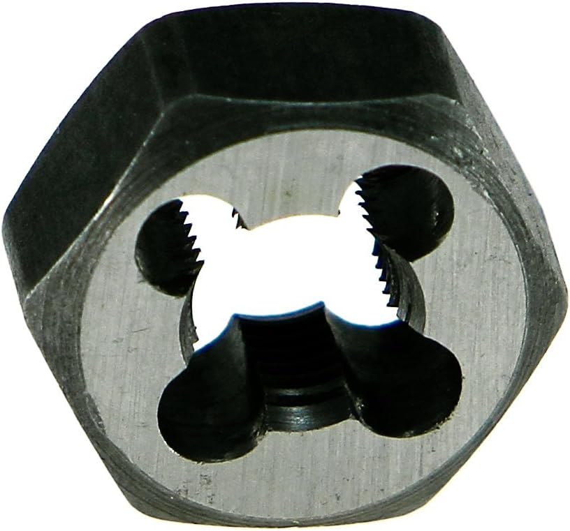 Drillco 3360E Series Carbon Steel Hexagon Rethreading Die, Uncoated (Bright) Finish, 1-5/8" Width, M22 x 1.5