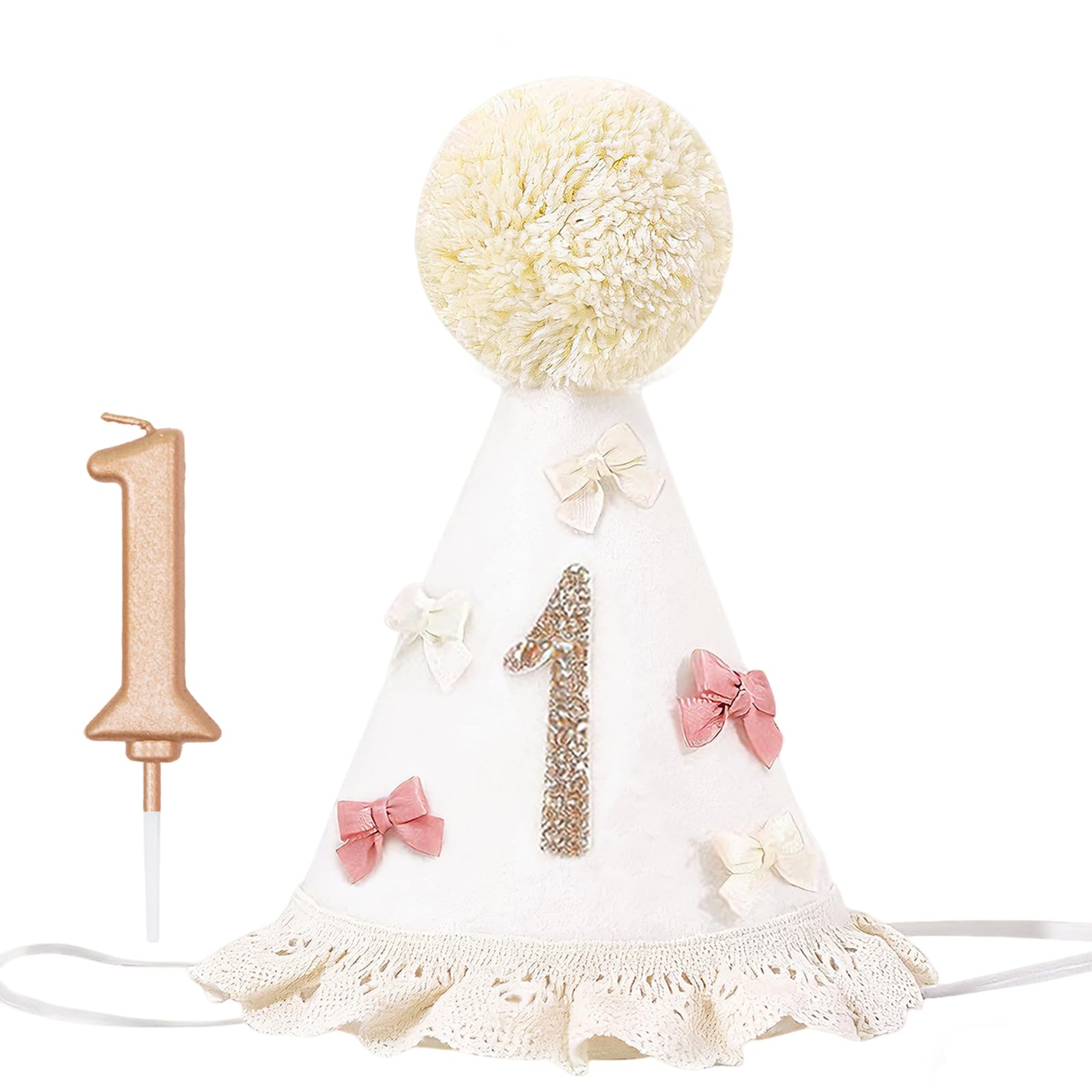 1/2 Birthday 1st Birthday Girl Boy Hat Baby Party Cone Hats Half One Year Old Birthdays Crown Outfit Decorations 6 Months First Birth Decorations 1/2 1st Baby Photo Props Cake Outfit Cake Topper — image 1