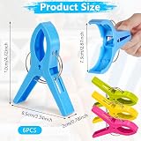 Vicloon Beach Towel Clips 6 PCS Large Plastic Clothes Pegs 4 Color view 2