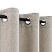 Room Darkening Curtains for Bedroom Beige Linen Look Textured Blackout Window Drapes 84 inches Long Moderate 2 Curtain Panels