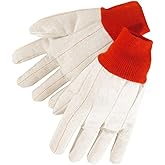 Liberty Glove & Safety 4518R 20 oz Nap-In Cotton Double Palm Canvas Men's Glove with Red Knit Wrist (Pack of 12)