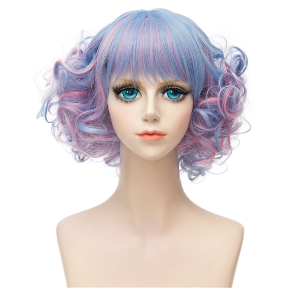 Buy Mixed Blue Kadiya Rainbow Blue Short Curly Wavy Layered