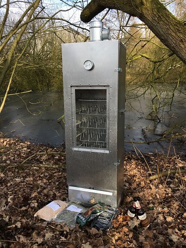 Doppelwandig isolierter Räucherofen mit Sichtfenster 1.4016 Cr-Edelstahl 150x39x