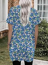 Womens Crewneck Long T-Shirts Loose Fit Short