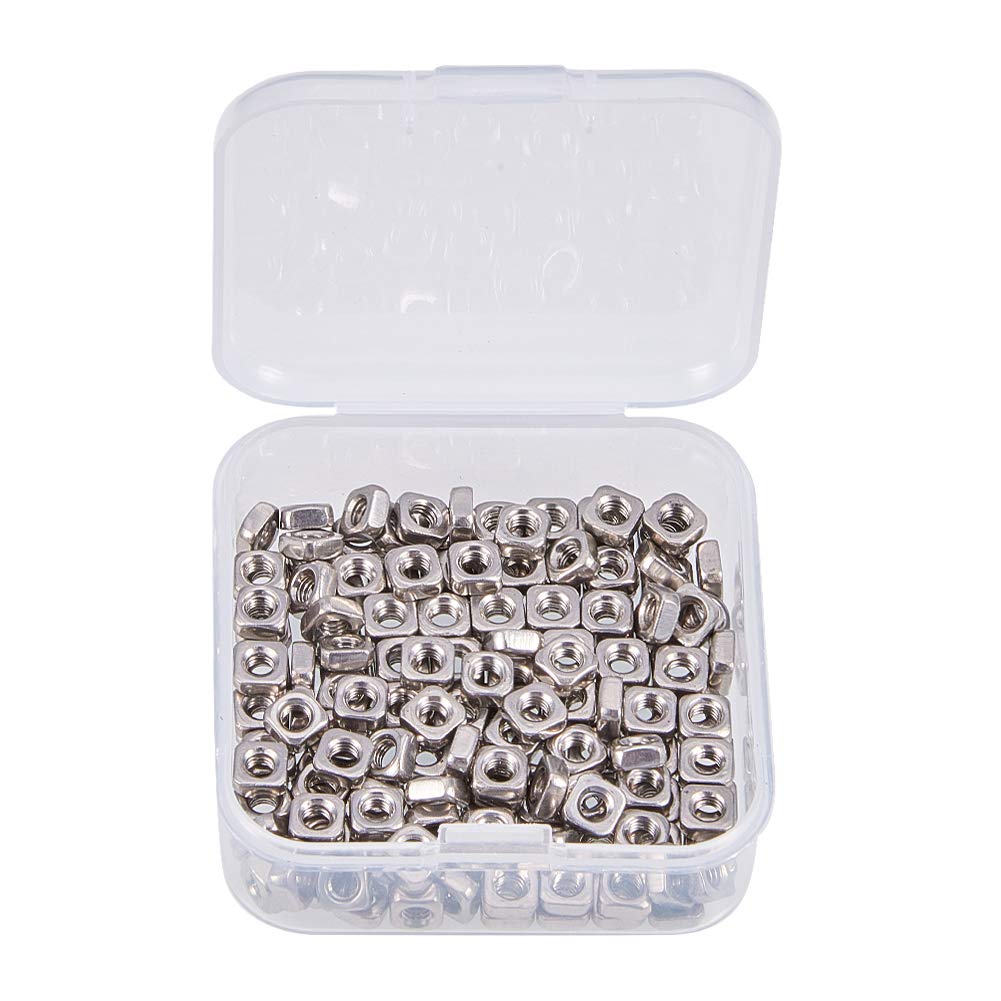 INCREWAY 200pcs 3mm Stainless Steel M3 Square Nuts, Thread Nuts Machine Screw Nuts Fastener Tools