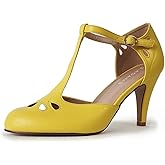 J. Adams Pepper Mary Janes - Vintage Cutout Low Kitten Heels Retro T Strap Pumps