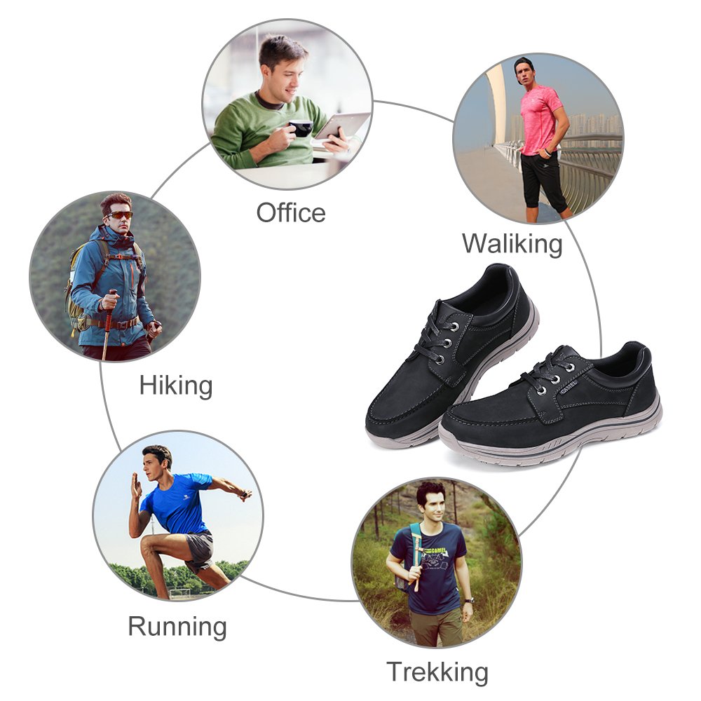 Camel Mens Casual Leather Fashion Sneakers Business Wide Lightweight Lace-up Oxford Shoes for Walking Athletic