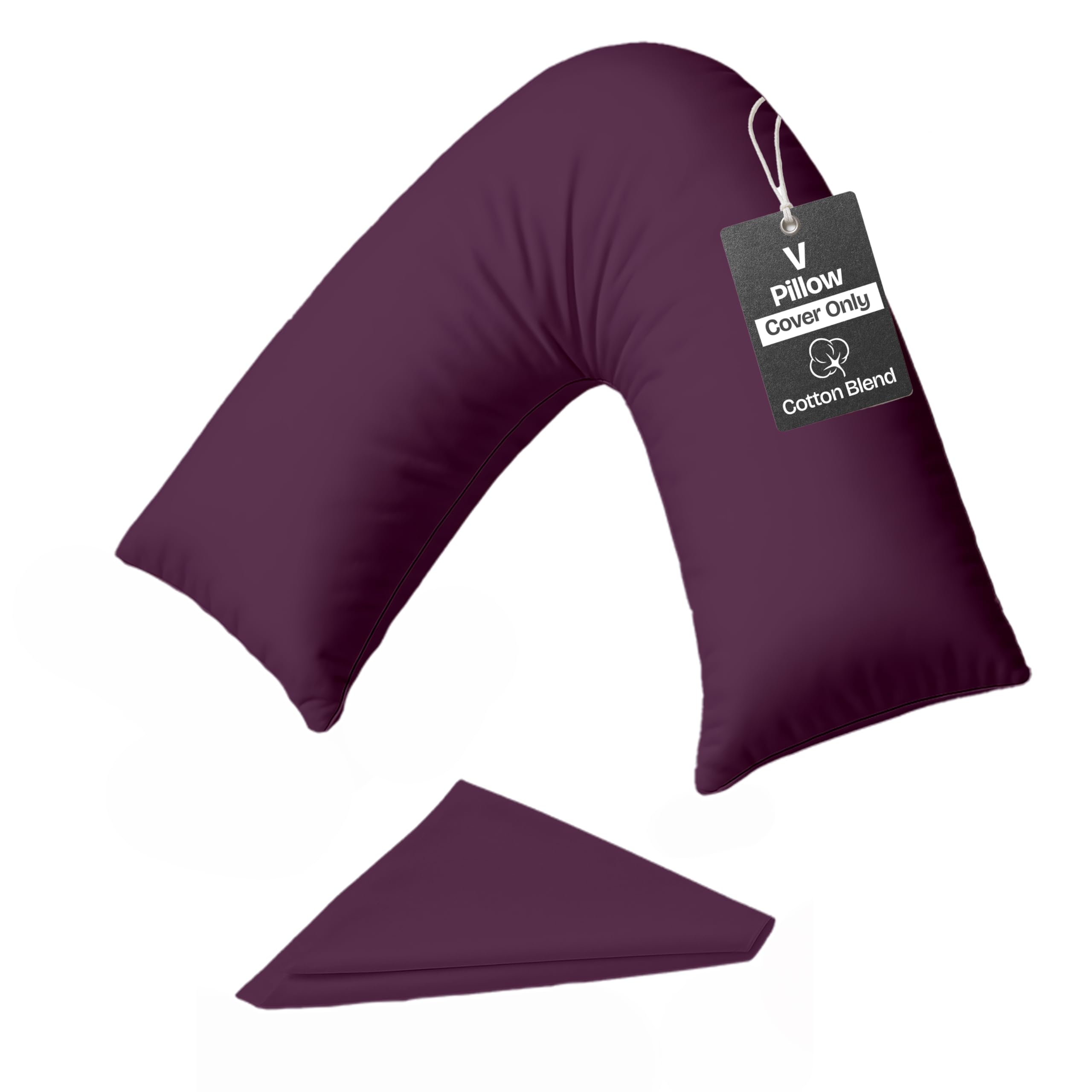 Rohi Plum V Shaped Pillowcase – Soft & Breathable V Pillow Cover – Hypoallergenic Triangle Pillow Case – Envelope Closure – Back Support Orthopaedic Nursing V Pillowcase Covers Only (Plum)