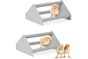 SHINOSKE 2 Pack Chick Perch,Chick Toys for Coop,Wooden Chick Roosting Bars with Metal Stand,Coop Accessories & Supplies for C