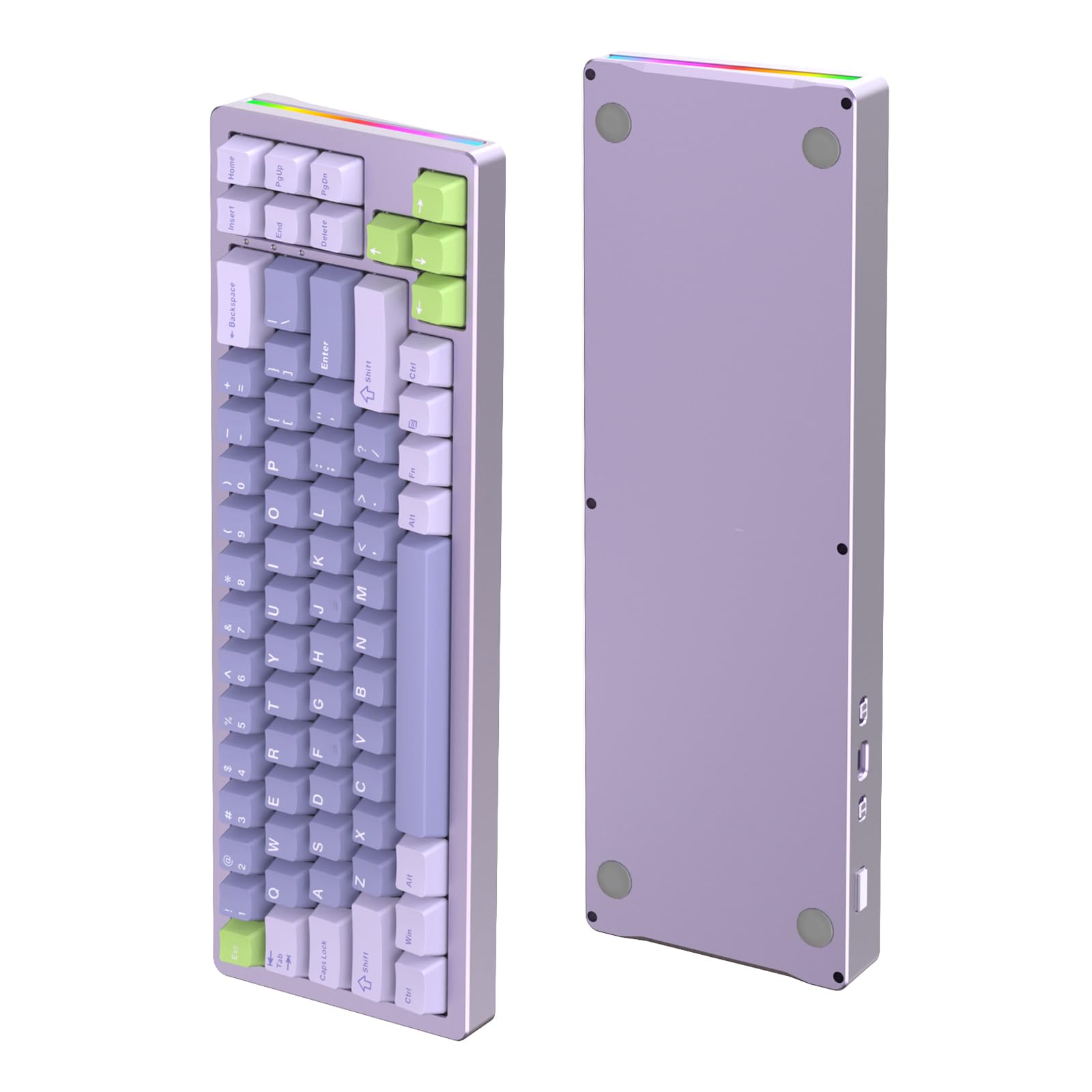 ATTACK SHARK M71 CNC Aluminum Custom Mechanical Gaming keyboard,Tri-Mode-BT5.0/2.4G Wireless/Wired,4600mAh Rechargable,68% Hotswap Gasket Mount,Poron Foam,14 Chroma RGB Lighting for MAC&WIN-Lavender