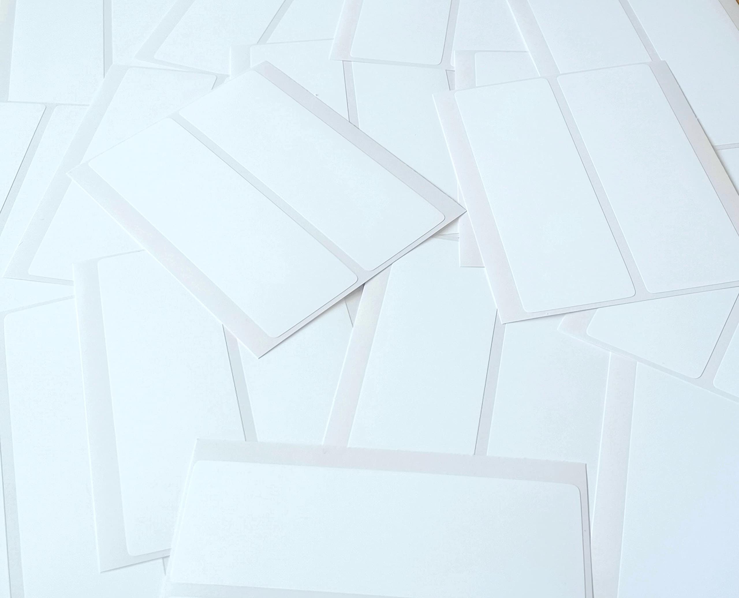 Pack of 44, 90x30mm Rectangle, White Plastic Labels, Permanent Adhesive, Sticky Durable Poly Waterproof Stickers