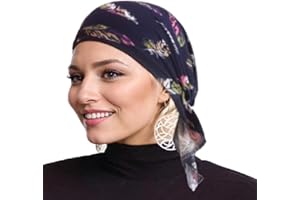 Turbans for Women, Soft & Comfortable Printing Pre Tied Chemo Headwear, Elastic Head Scarf, Free Size Bandanas for Women Canc