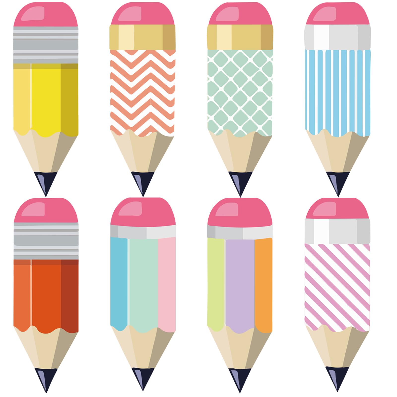 64Pcs Colorful Pencil Paper Cutting Name Tags for Preschool, Classroom Decorations & Labels - Teacher Decorations for Desk