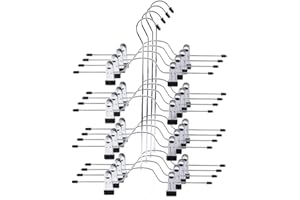 Tosnail 4 Pack 4 Tier Trouser Skirt Hanger - Non Slip Black Vinyl Clips Great Space Saver Your Closet