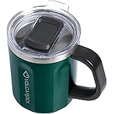 VOLCAROCK 16 Oz Coffee Mug with Handle and Lid, BPA Free Coffee Cup, Keep Cold 6 Hours and Keep Warm 5 Hours, Great Tea Mug for Home Offie and Outdoor Use (Deep Green)