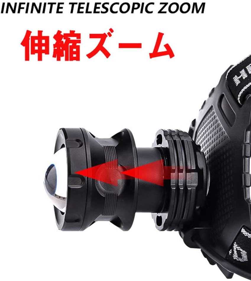 Amazon Ledヘッドライト 最強ルーメン 最高輝度 最新仕様 充電式 残量表示 伸縮ズーム5段階の点灯モード Usb輸出 登山 夜釣り アウトドア作業 Sos Blufree ヘッドライト