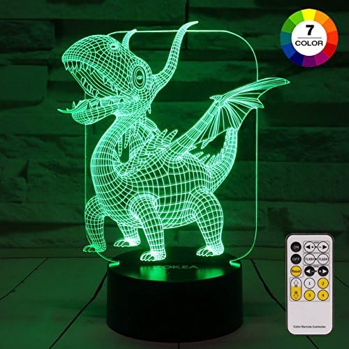 Night Light 3D lamp 7 Colors Changing LED Nightlight with Smart Touch &amp; Remote Control 3D Night Lights for Kids or as Gifts for Women Kids Girls Boys (Cute Dinosaur)