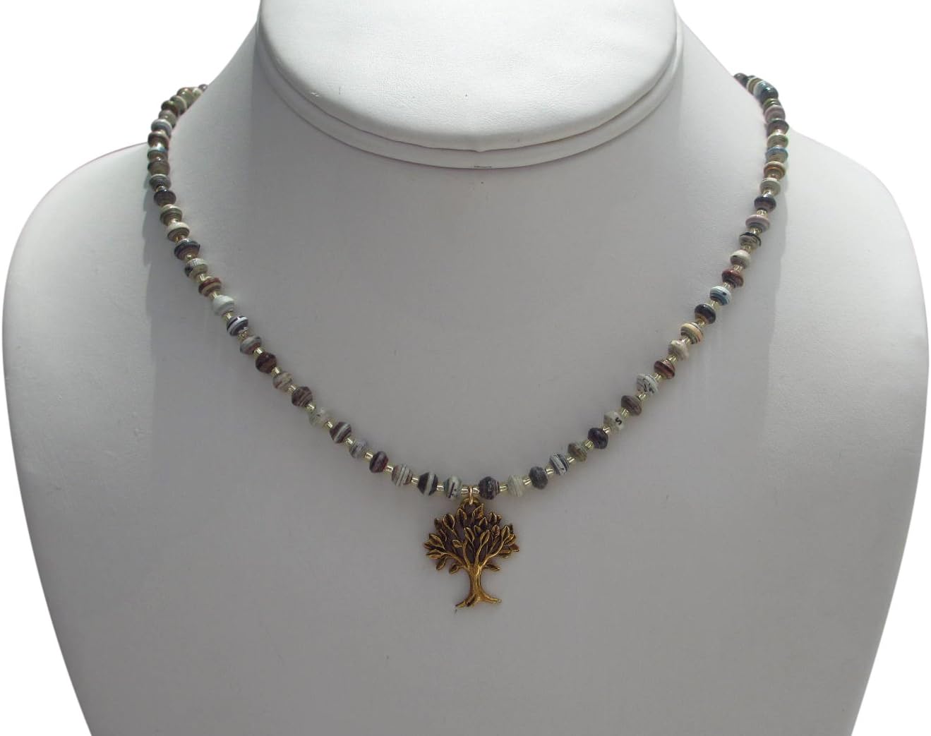 Janice Mae Tiny Paper Beads with Charm Necklac