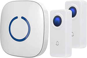 SadoTech White Wireless Doorbell Kit: Crosspoint Wireless Doorbells for Home with 2 Push Button Transmitters and 1 Receiver - Waterproof, Long Range Wireless Door Bell - Battery Operated Door Bells