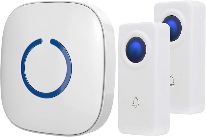 SadoTech White Wireless Doorbell Kit: Crosspoint Wireless Doorbells for Home with 2 Push Button Transmitters and 1 Receiver - Waterproof, Long Range Wireless Door Bell - Battery Operated Door Bells