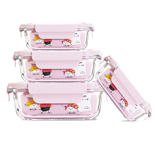 Yanxinenjoy Lonchera de microondas, tazón de Vidrio Separado por ...