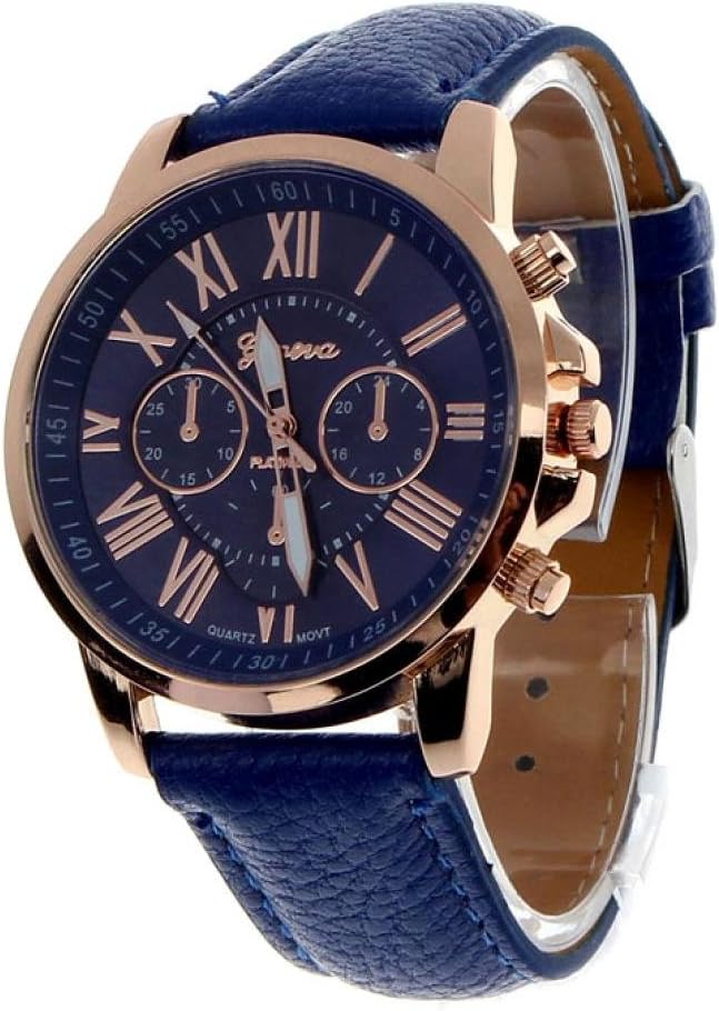 SonnenaWatches Women's Roman Numerals Faux Leather Analog Watch Quartz Wrist Watch, 2018 Wrist Watch for Party Club Casual Watches Stainless Steel Watch (Watch, Dark Blue)