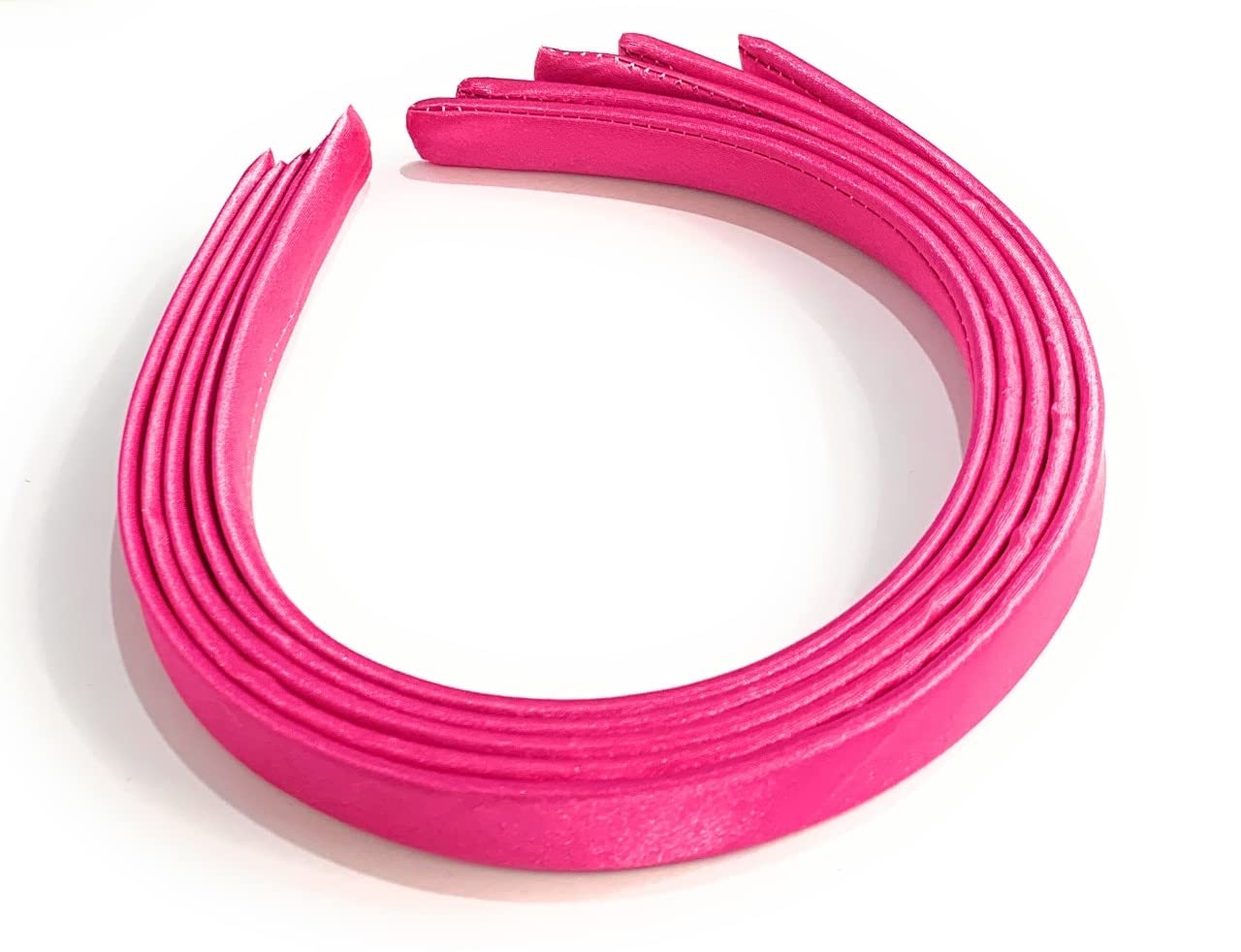 5 x 15mm Thick Plain Satin Headbands Pack School Girls Alice Hair Band DIY Headband Set UK (Fuchsia Pink)