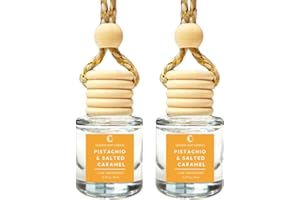 Golden Light Candles Car Air Freshener Hanging Diffuser 2 Pack – Pistachio & Salted Caramel Scent, 45+ Days Long Lasting Essential Oil Fresheners, Made in USA, Cute Car Diffuser for Women