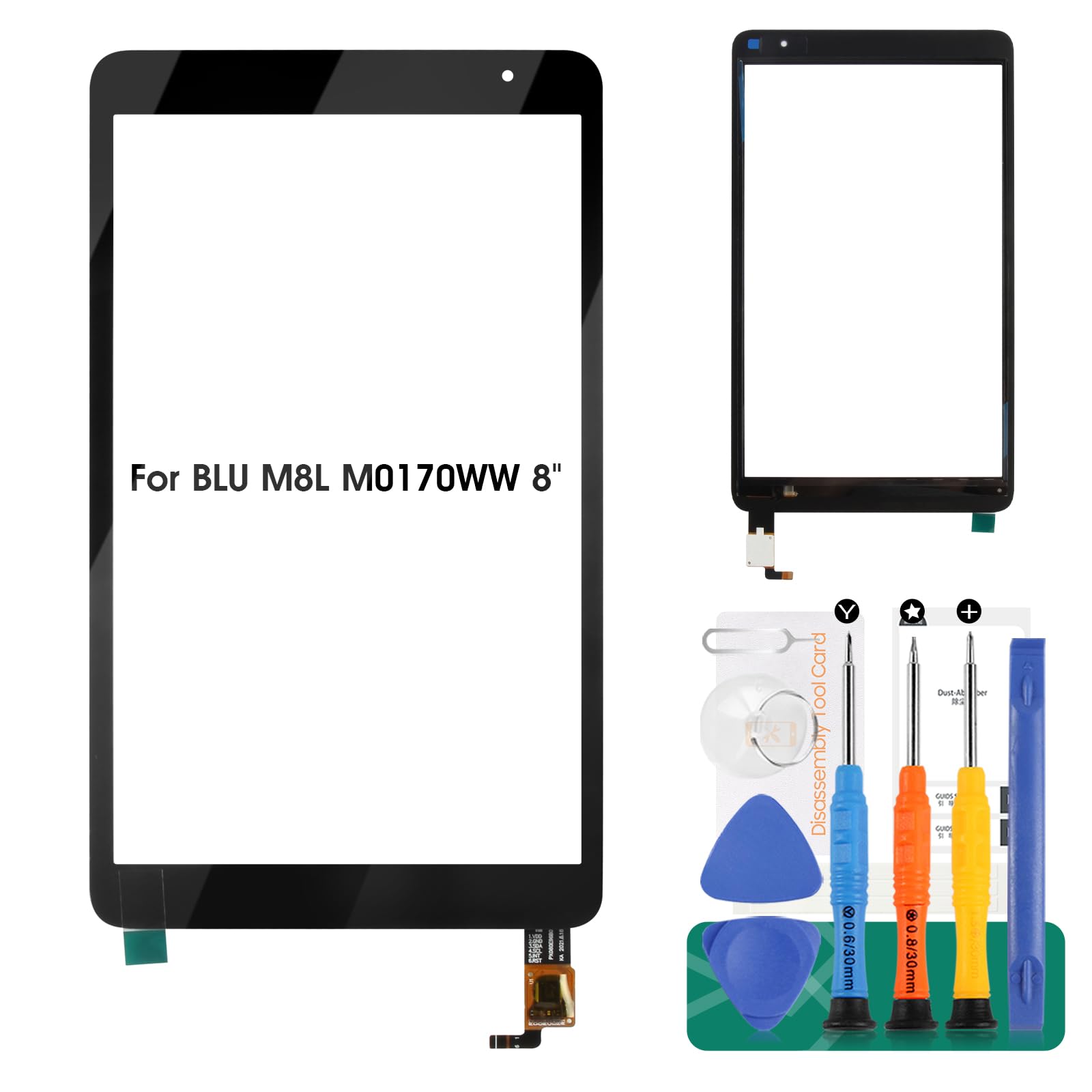 Photo 1 of for BLU M8L Screen Replacement M0170WW 8" for BLU M8L Digitizer Repair for BLU M8L Touch Screen Replacement M0172WW M0174WW M0176UU Black (Without LCD Display)