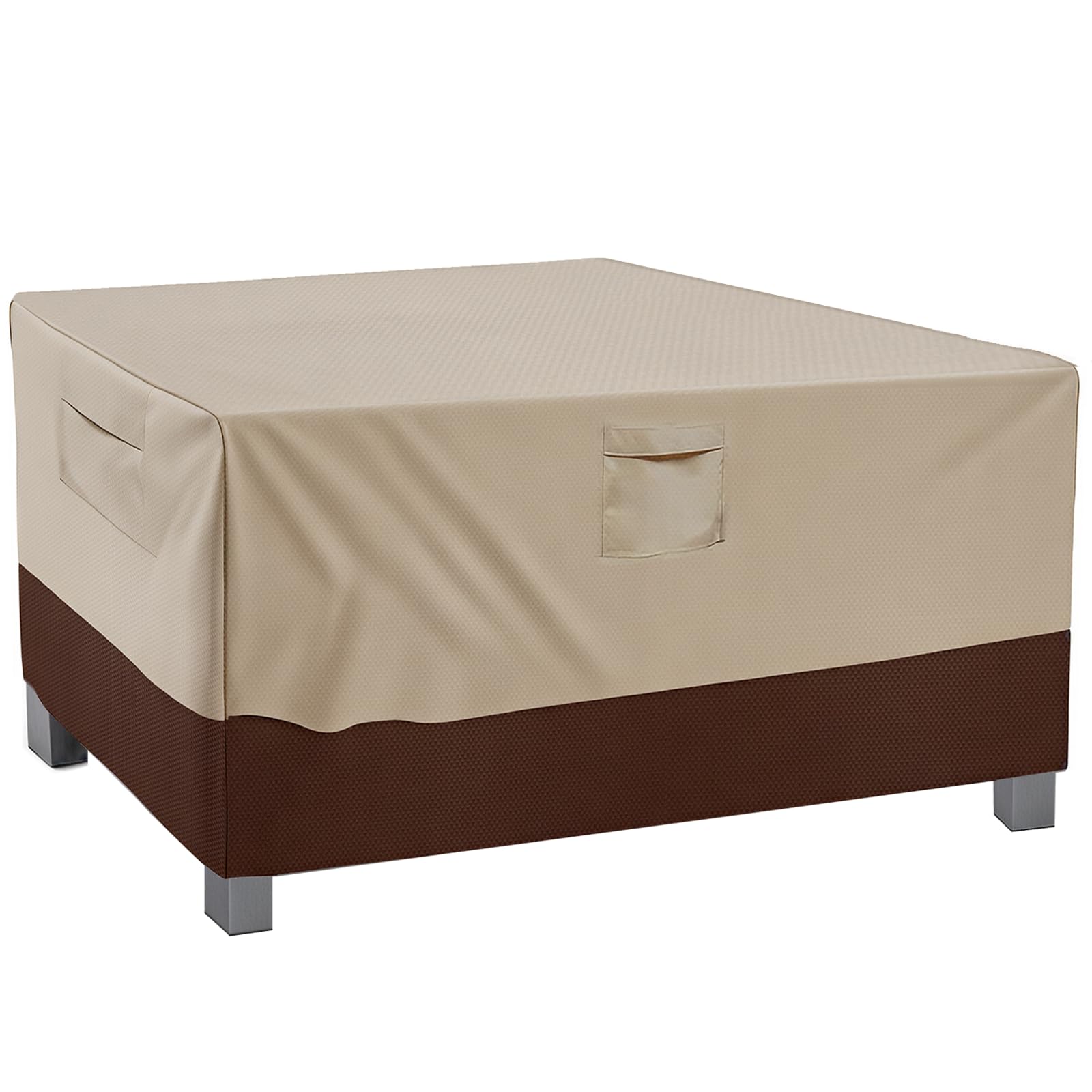 Photo 1 of Vailge Rectangular/Oval Patio Table Cover, Heavy Duty and Waterproof Outdoor Lawn Patio Furniture Covers (Beige&brown, 44"Lx44"Wx28"H)