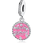 Alstade Birthday Fashion Love Heart Dangle Charm 925 Sterling Silver Charms fits Bracelets and Necklace Pendant Bead Charms Jewelry Present for Women Family Friends