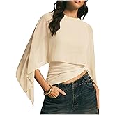 MakeMeChic Women's Asymmetrical Tops Blouse Dressy Casual Sheer Mesh Tops | Poncho Top, Going Out Top, Work Top, Business Casual Top, Brunch, Clubbing, Fall Outfits