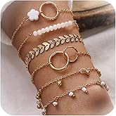 Long tiantian Gold Bracelet Stack Chunky Gold Bracelet for Women Dainty Gold Bracelets Pulseras Para Mujer Chain Link Stackable Bracelets for Women Gold Jewelry