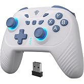 YUYIU WindSeeker II Wireless Gaming Controller for PC, Switch, Android, iOS | Hall Effect Joysticks&amp;Triggers/RGB Lighting/1000Hz Polling/Adjustable Turbo/2 Back Buttons/Vibration/1000mah Battery (White)
