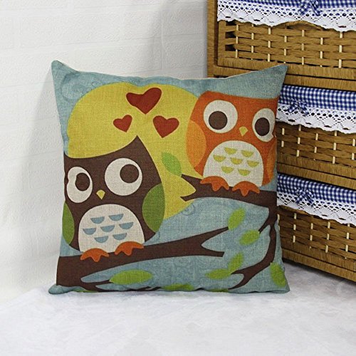 Cute Cartoon Two Owl on Tree Lovers Square Throw Pillow Outdoor Sofa Decorative Pillow covers