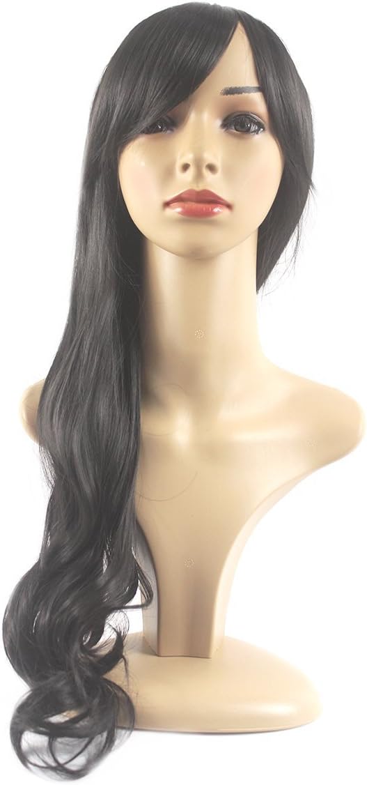 Xiaoyu 25"70cm Fascinating Oblique Bangs Wavy Wigs - Black - Image 4